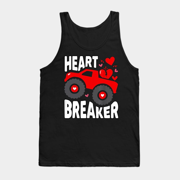 Heart Breaker Monster Truck Toddler Boys Girl Valentines Day Tank Top by Neldy